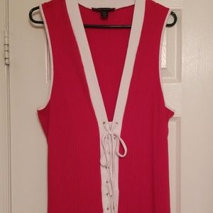 Ribbed red & white dress